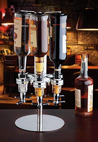 Godinger 6 Bottle Liquor Dispenser, Revolving Whiskey Bottle Dispenser Holder