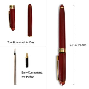 3 Pcs Wooden Pens Set with Gift Case/Best Writing Fountain Fancy Ballpoint Pen and Luxury Gel Pen with Ink Refills, Promotional Business Designer Pens