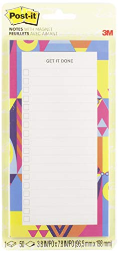 Post-it Super Sticky Printed Note Pads with Magnet, Watercolor, 8x4 in (BC-LIST-WTRCLR )