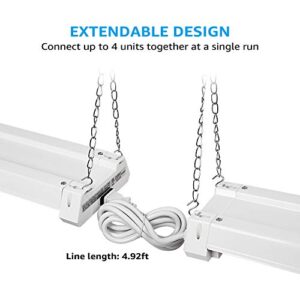 LEONLITE 4FT LED Utility Shop Light, 40W Motion Sensor Plug in Linkable Light Fixtures, 4000lm, 5000K Daylight, Suspension & Flush Mount, for Garage, Workshop, FCC, ES, ETL Certified, Pack of 2