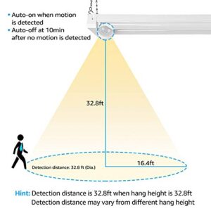 LEONLITE 4FT LED Utility Shop Light, 40W Motion Sensor Plug in Linkable Light Fixtures, 4000lm, 5000K Daylight, Suspension & Flush Mount, for Garage, Workshop, FCC, ES, ETL Certified, Pack of 2