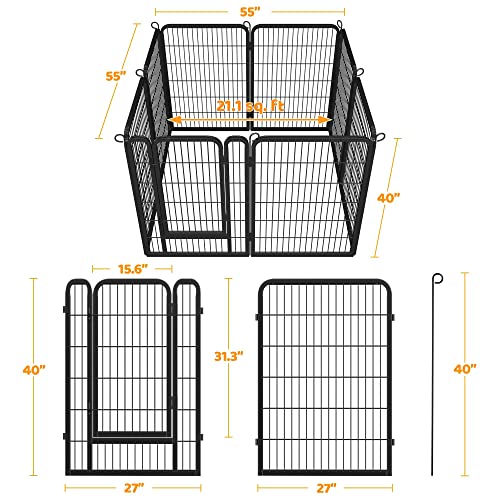 Yaheetech Dog Playpen Outdoor, 8 Panel Dog Fence 40" Indoor Pet Pen for Large/Medium/Small Dogs Heavy Duty Pet Exercise Pen for Puppy/Rabbit/Small Animals Portable Playpen for RV Camping Garden Yard