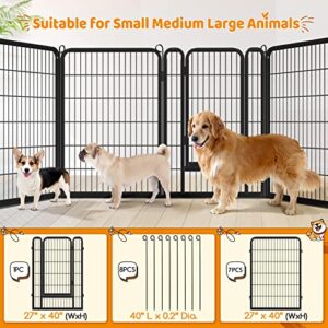 Yaheetech Dog Playpen Outdoor, 8 Panel Dog Fence 40" Indoor Pet Pen for Large/Medium/Small Dogs Heavy Duty Pet Exercise Pen for Puppy/Rabbit/Small Animals Portable Playpen for RV Camping Garden Yard