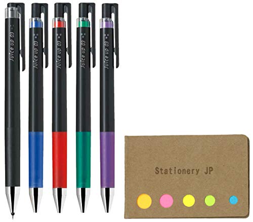 Pilot juice up 03 Retractable Gel Ink Pen, Hyper Fine Point 0.3mm, 5 Color Ink, Sticky Notes Value Set