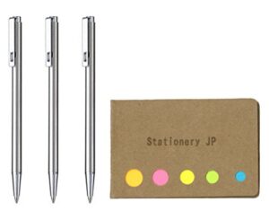 zebra techo t-3 mini ballpoint pen for notebook, 0.7 mm, black ink, 3-pack, sticky notes value set