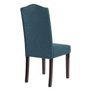 LSSBOUGHT Set of 2 Luxurious Fabric Dining Chairs with Copper Nails and Solid Wood Legs (Teal)