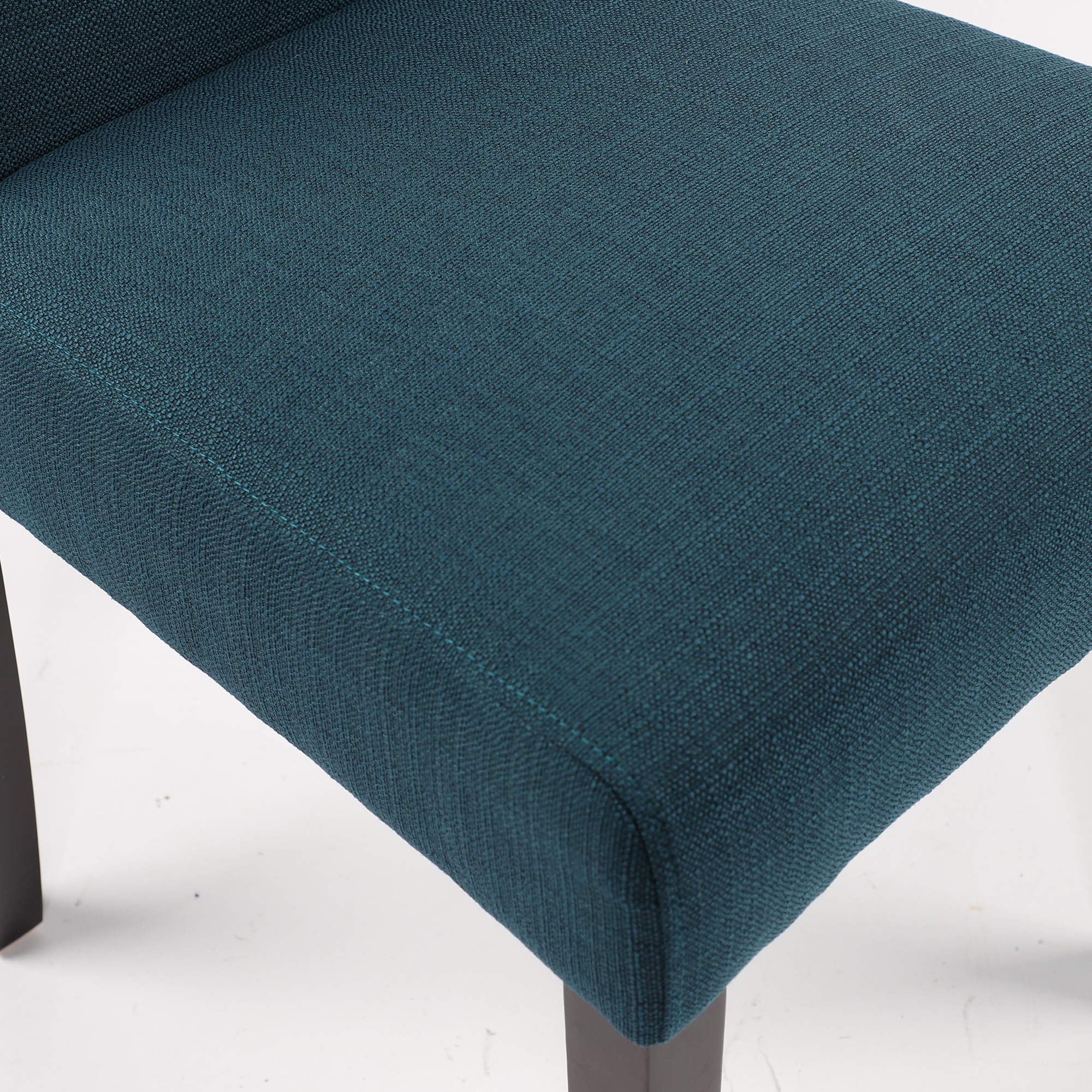 LSSBOUGHT Set of 2 Luxurious Fabric Dining Chairs with Copper Nails and Solid Wood Legs (Teal)
