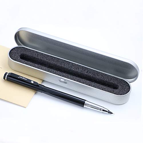 JinHao 101 Black Fountain Pen Set 0.38mm Extra Fine Nib Writing Calligraphy Ink Pens with Metal Pen Case