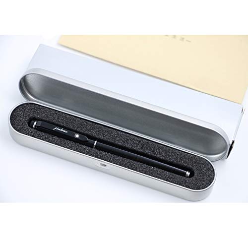 JinHao 101 Black Fountain Pen Set 0.38mm Extra Fine Nib Writing Calligraphy Ink Pens with Metal Pen Case