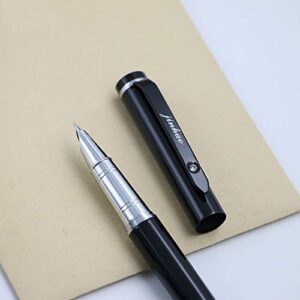 JinHao 101 Black Fountain Pen Set 0.38mm Extra Fine Nib Writing Calligraphy Ink Pens with Metal Pen Case