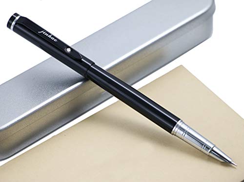 JinHao 101 Black Fountain Pen Set 0.38mm Extra Fine Nib Writing Calligraphy Ink Pens with Metal Pen Case
