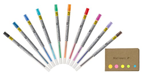 Signo Gel Ink Refills for Style Fit Gel Multi Pen 0.38mm 10 Color Ink, Sticky Notes Value Set