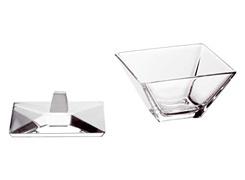 Barski - European Glass - Square - Covered - Candy - Nut - Chocolate - Jewelry - Box - 4.2" Diameter - Made in Europe