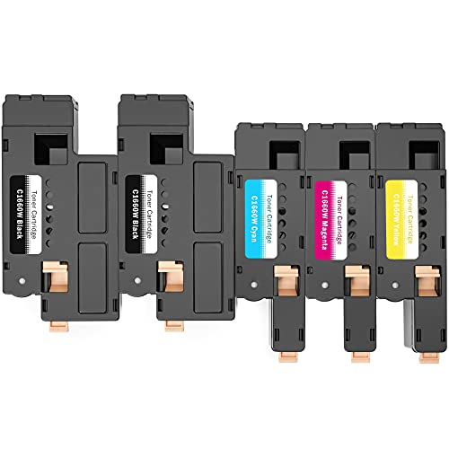 Limeink 5 Pack Compatible High Yield Laser Toner Cartridges Replacement for Dell C1660 4G9HP (2 Black, 1 Cyan, 1 Magenta, 1 Yellow) Compatible with C1660 C1660W C1660cnw 1660 1660W, 1660cnw Printers