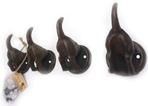 lulu decor, cast iron dog heavy duty key loose hook (4 dog tail hooks)