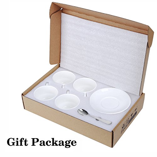 AOZITA Espresso Cups and Saucers with Espresso Spoons, Stackable Espresso Mugs,12-piece 2.5-Ounce Demitasse Cups (Protective Packaging)