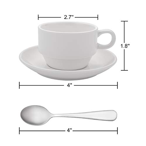 AOZITA Espresso Cups and Saucers with Espresso Spoons, Stackable Espresso Mugs,12-piece 2.5-Ounce Demitasse Cups (Protective Packaging)