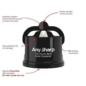 AnySharp Editions - World's Best Knife Sharpener - For Knives and Serrated Blades - Black