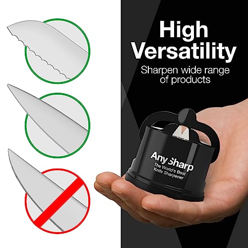 AnySharp Editions - World's Best Knife Sharpener - For Knives and Serrated Blades - Black