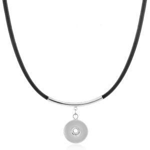 my prime gifts snap jewelry pendant & necklace black leather length 18-20" holds 18-20mm standard snaps
