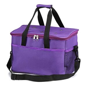 Knitting Bag, LEMESO Yarn Tote Storage Organizer Portable Individual Compartments & High Capacity for Carrying Unfinished Project Crochet Hooks Needles Accessories Purple