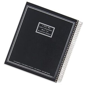 left-handed 5 subject spiral notebook with "i may be left handed but i'm always right" saying, black