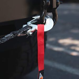 Agency 6™ WINCH HOOK PULL STRAP - RED - 1 INCH WIDE - Heavy Duty - Made in the U.S.A. - Lifetime warranty