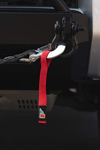 Agency 6™ WINCH HOOK PULL STRAP - RED - 1 INCH WIDE - Heavy Duty - Made in the U.S.A. - Lifetime warranty