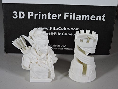 White 1.75mm 5KG Spool (11 lbs/roll) FilaCube PLA 2 (PLA 2nd Generation) Pure Real White 3D Printer Filament [Made in USA] polylactic Acid FDM