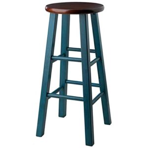 winsome wood ivy model name stool, rustic teal/walnut 13.6x13.6x29.1