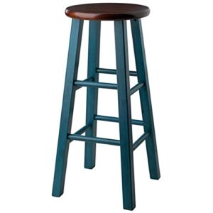 Winsome Wood Ivy Model Name Stool, Rustic Teal/Walnut 13.6x13.6x29.1