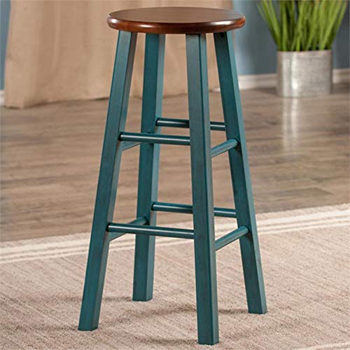 Winsome Wood Ivy Model Name Stool, Rustic Teal/Walnut 13.6x13.6x29.1