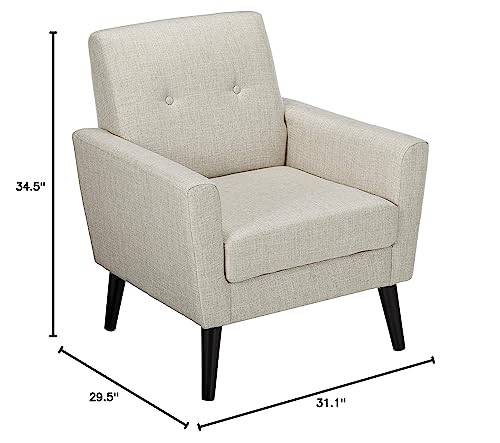 Christopher Knight Home Sienna Mid-Century Modern Fabric Club Chair, Beige 29.5D x 31.1W x 34.5H Inch