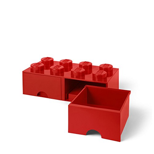 Room Copenhagen, LEGO Brick Drawer - Stackable Storage and Décor - Brick 8, Bright Red