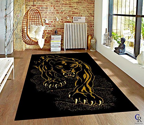 Black Panther Jaguar Area Rug African Animal Carpet (5’ 3” X 7’ 5”)