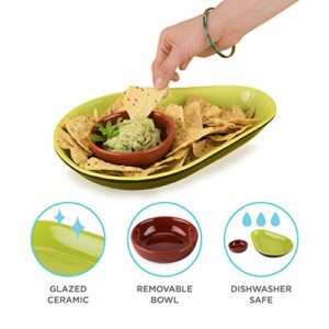 TrueZoo Avocado Chip & Dip Bowl, Guacamole Serving Tray, Appetizer Platter, Party Dish