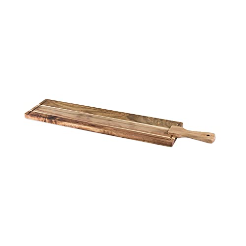 Twine Rustic Farmhouse Tapas Board Serveware, Acacia Wood Plank, Cheese Tray with Handle Brown