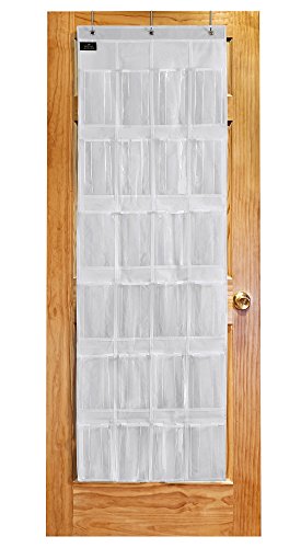 Regal Bazaar Over-The-Door Hanging White Pantry Organizer and Kitchen Storage Unit with 24 Crystal-Clear Vinyl Pockets and 3 Metal Hooks