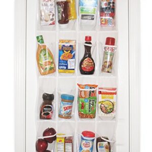 Regal Bazaar Over-The-Door Hanging White Pantry Organizer and Kitchen Storage Unit with 24 Crystal-Clear Vinyl Pockets and 3 Metal Hooks