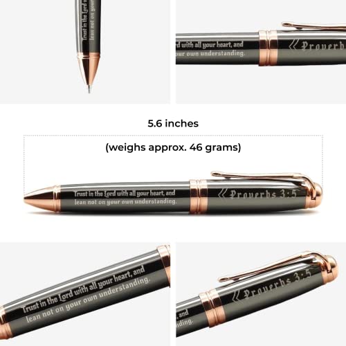 Inkstone Proverbs 3:5 Engraved Gift Pen with Presentation Gift Box Inspirational Christian Scripture Bible Prayer Gift