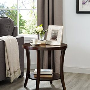 Roundhill Furniture Perth Contemporary Round End Table with Shelf, Espresso