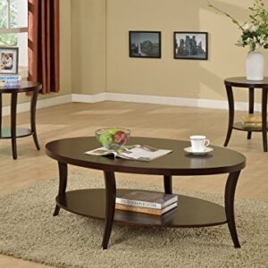 Roundhill Furniture Perth Contemporary Round End Table with Shelf, Espresso