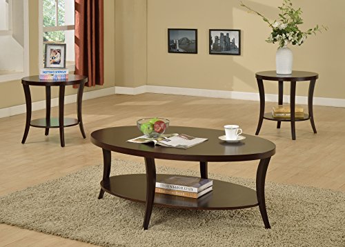 Roundhill Furniture Perth Contemporary Round End Table with Shelf, Espresso