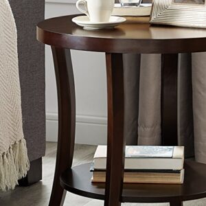 Roundhill Furniture Perth Contemporary Round End Table with Shelf, Espresso