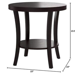 Roundhill Furniture Perth Contemporary Round End Table with Shelf, Espresso