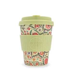ecoffee cup papafranco, 12oz made with bamboo fibre, no-drip lid & dishwasher safe