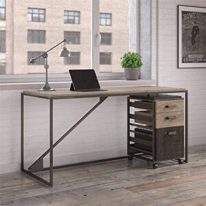 Bush Furniture Refinery 62W Industrial Desk with 3 Drawer Mobile File Cabinet in Rustic Gray
