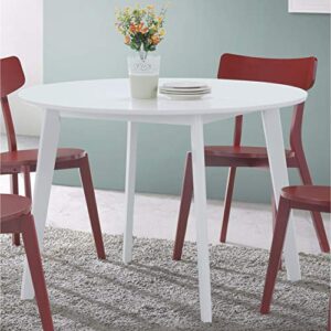 roundhill furniture roma contemporary round dining table, white