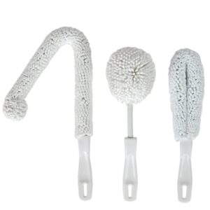 lily's home decanter cleaning brush set, glassware cleaning brushes for hard to reach areas, ideal for champagne flutes, beer mugs, baby bottles and narrow neck goblets (set of 3)