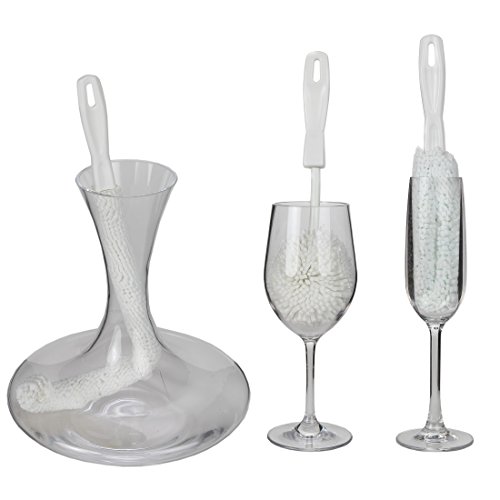 Lily's Home Decanter Cleaning Brush Set, Glassware Cleaning Brushes for Hard to Reach Areas, Ideal for Champagne Flutes, Beer Mugs, Baby Bottles and Narrow Neck Goblets (Set of 3)